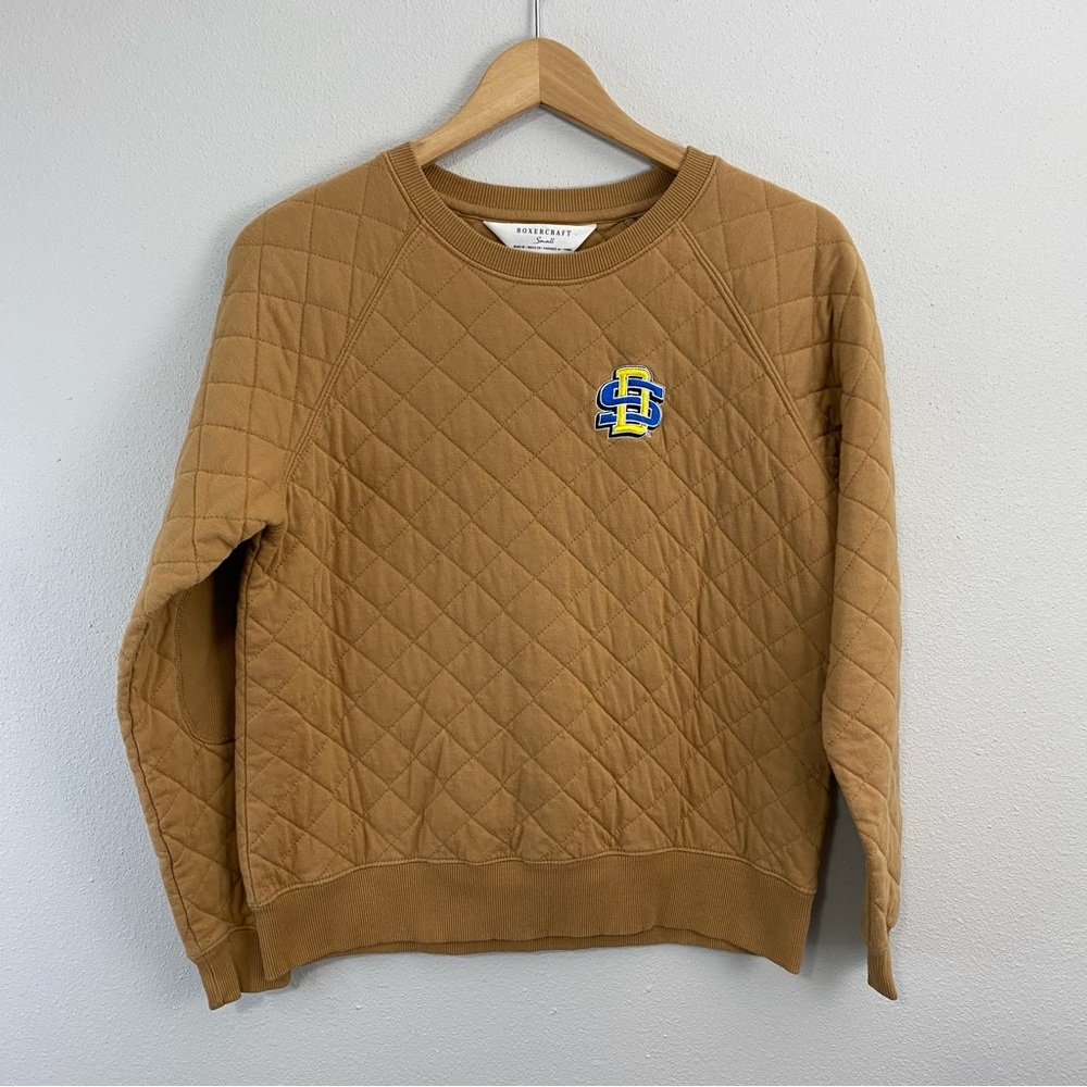 Boxer craft Brown Quilted South‎ Dakota State University Crewneck Pullover Small